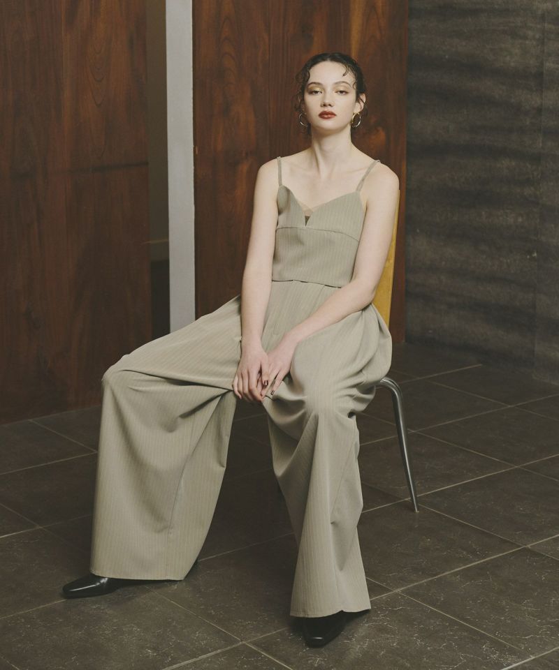 pinstripe bustier wide pants dress | ANDRESD