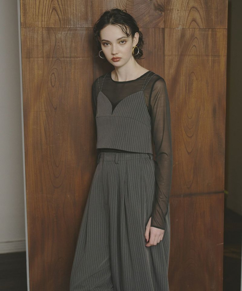 pinstripe bustier wide pants dress | ANDRESD