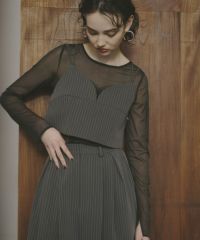 pinstripe bustier wide pants dress | ANDRESD