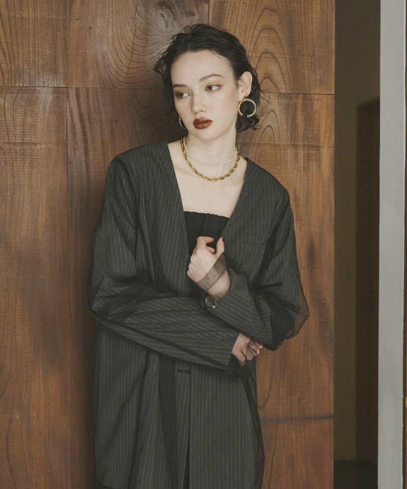 stripe layered tulle jacket | ANDRESD