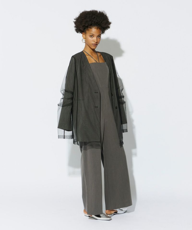 andresd stripe layered tulle jacket グレー