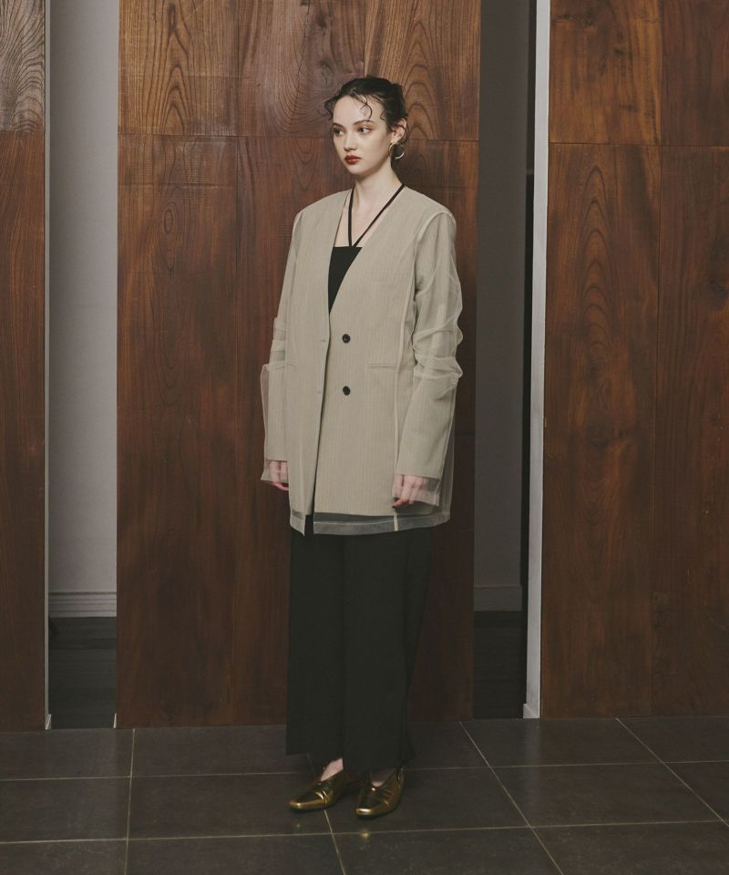 andresd stripe layered tulle jacket グレー stripe layered tulle jacket | ANDRESD