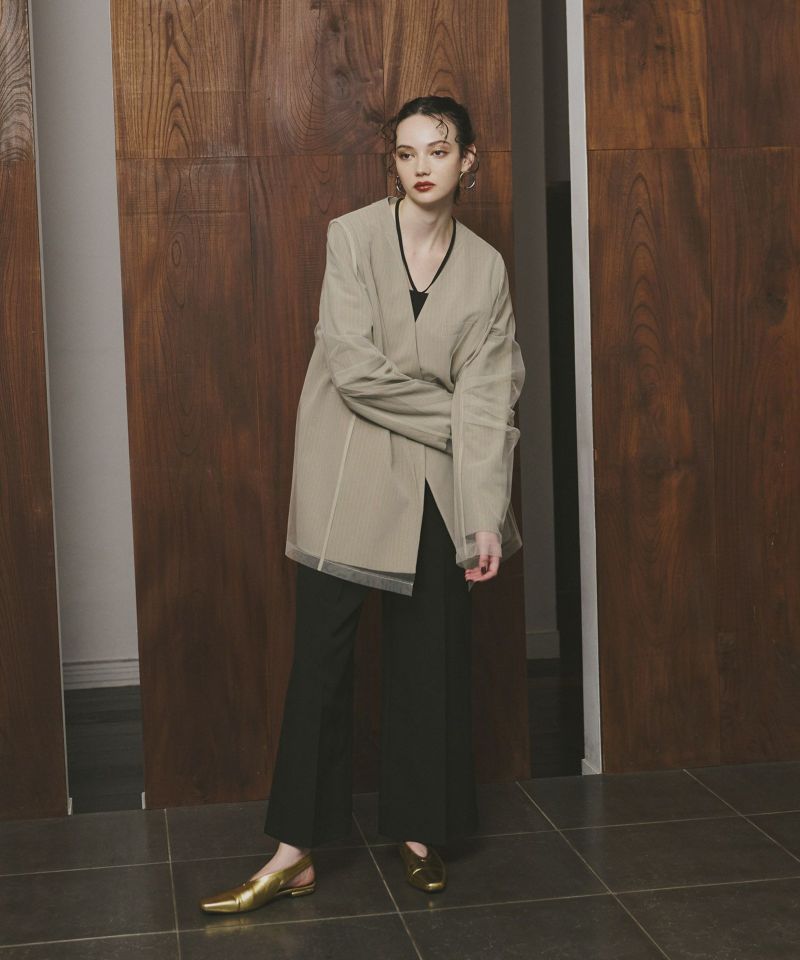 ジャケット・アウター ANDRESD stripe layered tulle jacket stripe layered tulle jacket | ANDRESD