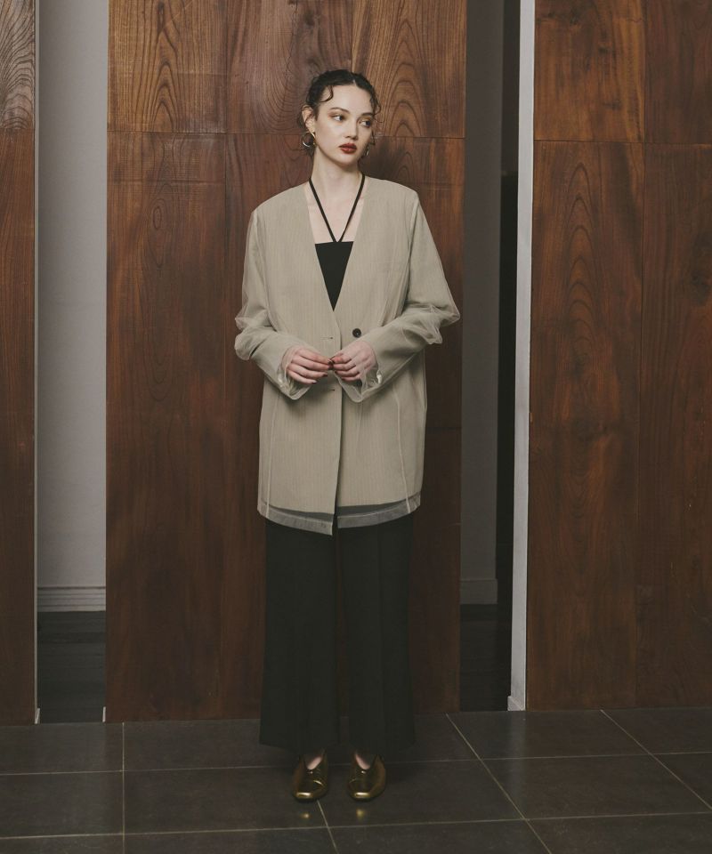 andresd stripe layered tulle jacket グレー