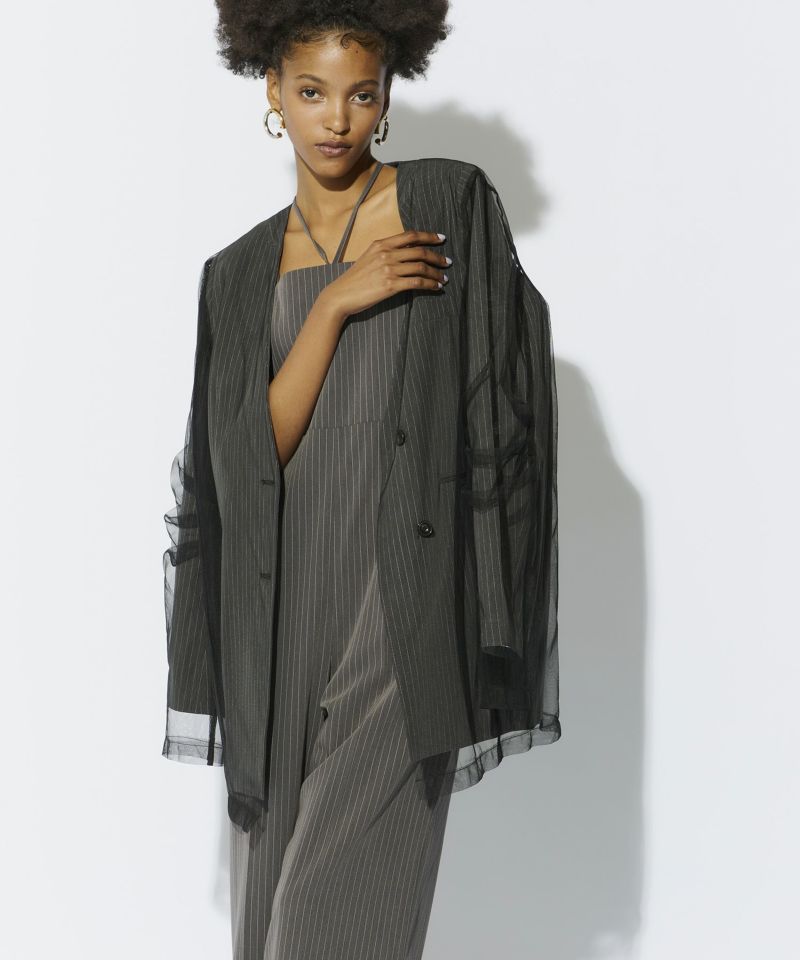 andresd stripe layered tulle jacket グレー stripe layered tulle jacket | ANDRESD