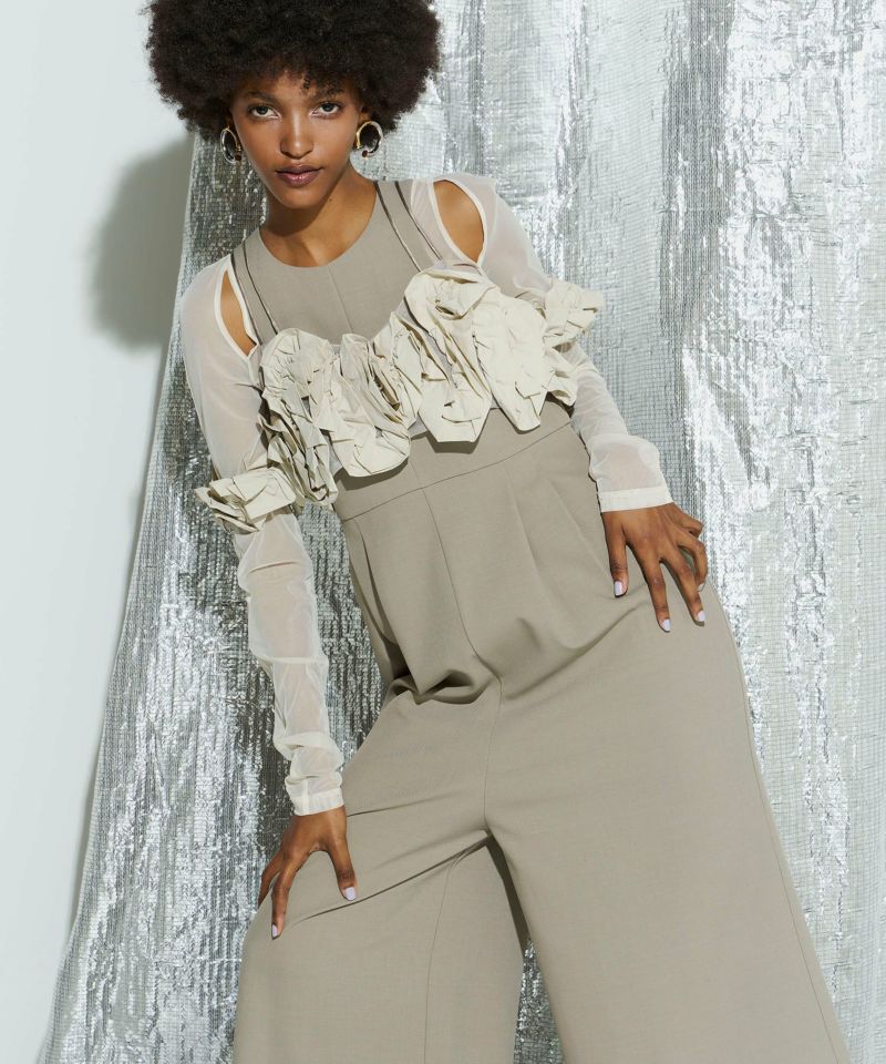 ruffled bustier pants dress ラッフルビスチェパンツドレス