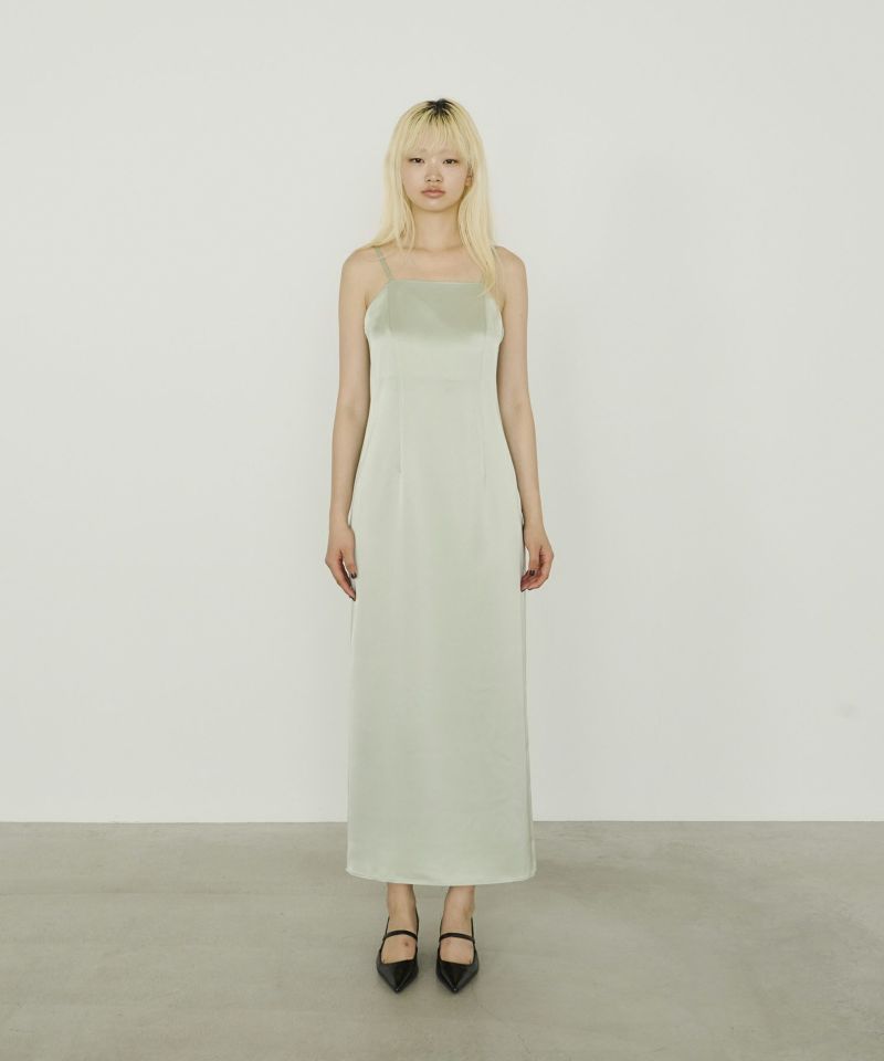 ぴのこ　andresd satin dress ぴのこ andresd satin dress Double Strap Satin Square Neck