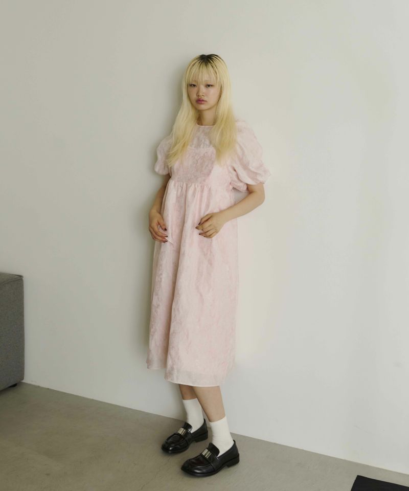 スーツ・フォーマル・ドレス andresd bubble sleeve jacquard dress bubble sleeve jacquard dress / バブルスリーブジャガード