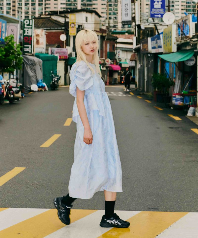 ワンピース ANDRESD bubble sleeve jacquard dress/M bubble sleeve jacquard dress | ANDRESD