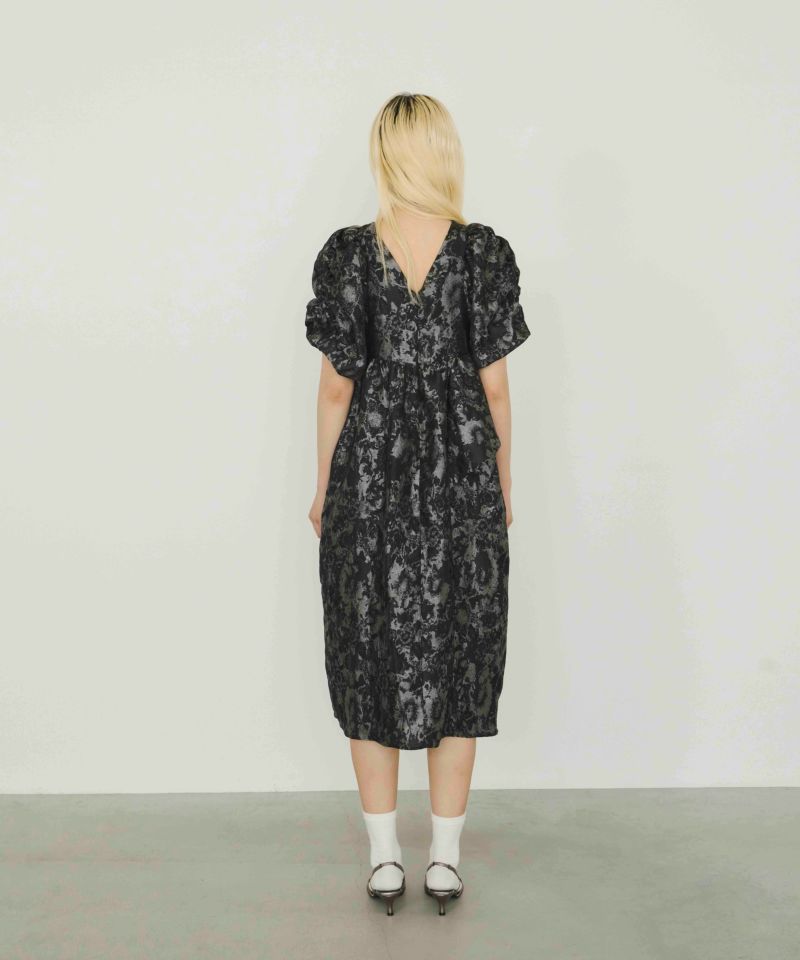bubble sleeve jacquard dress | ANDRESD