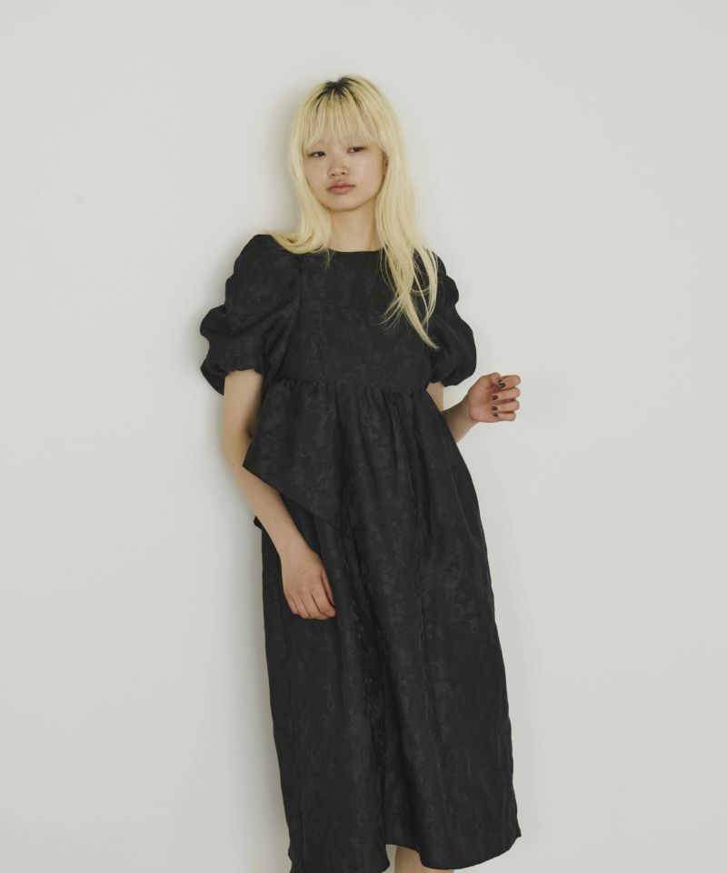 bubble sleeve jacquard dress / バブルスリーブジャガード
