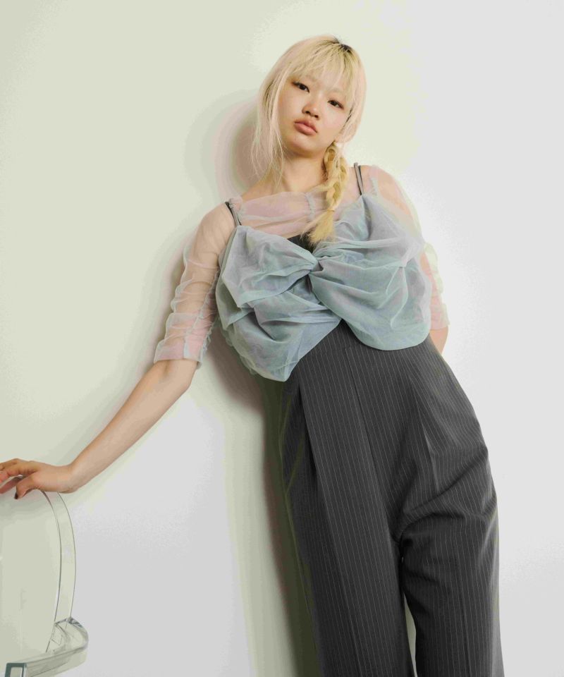 tシャツ 「ANDRESD」twisted bustier layered tops「ツイステッドビスチェレイヤードトップス」 レディース twisted bustier layered tops / ツイステッドビスチェ