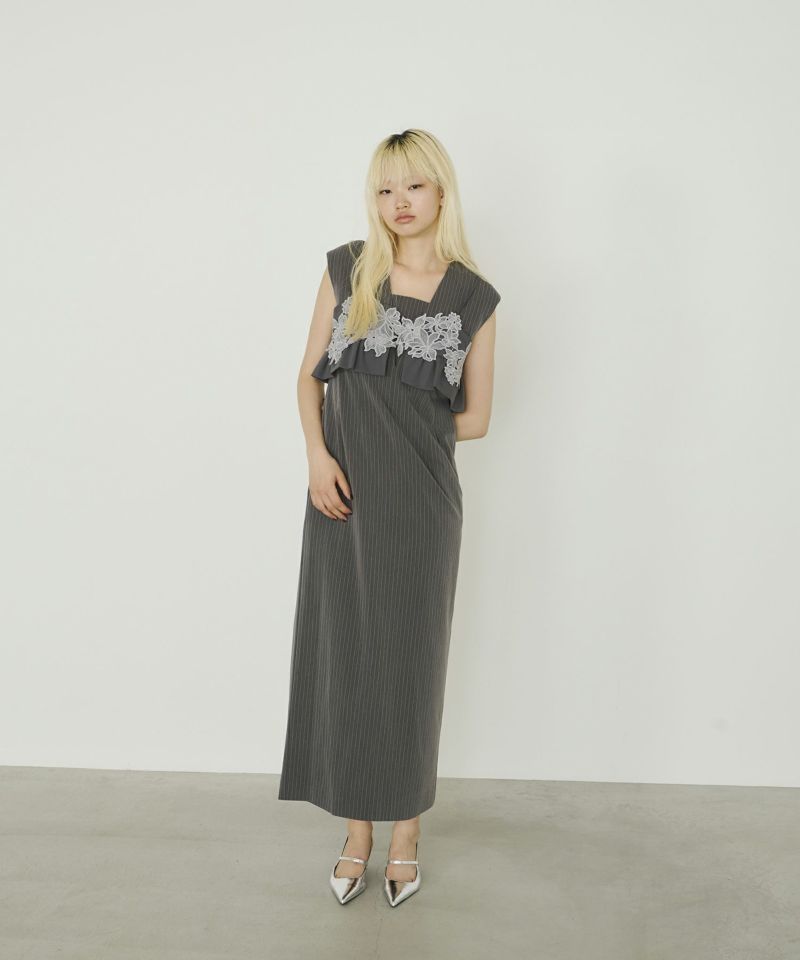pinstripe sleeveless bustier dress | ANDRESD