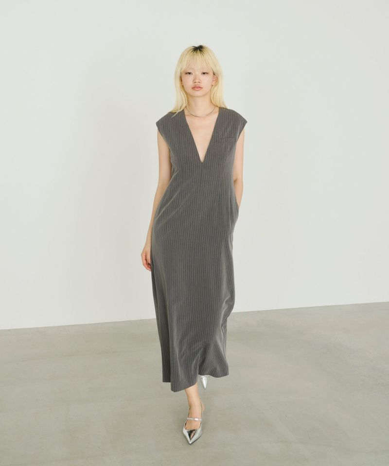 pinstripe sleeveless bustier dress | ANDRESD
