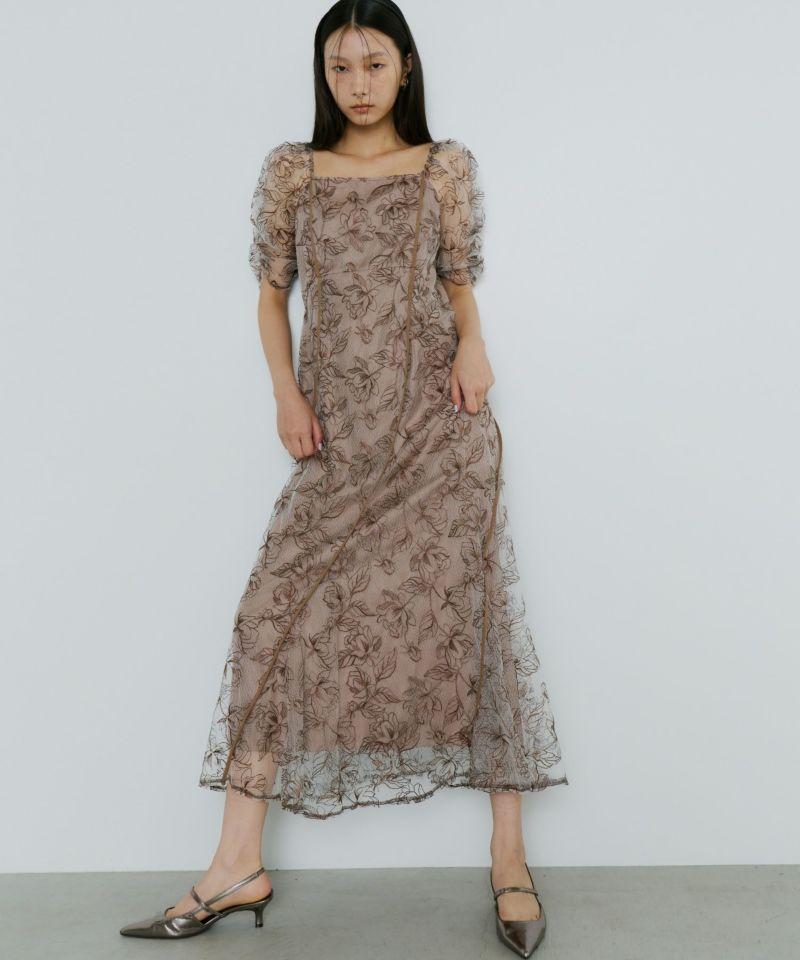 andresd wave piping frare dress イエロー　M andresd wave piping frare dress イエロー M