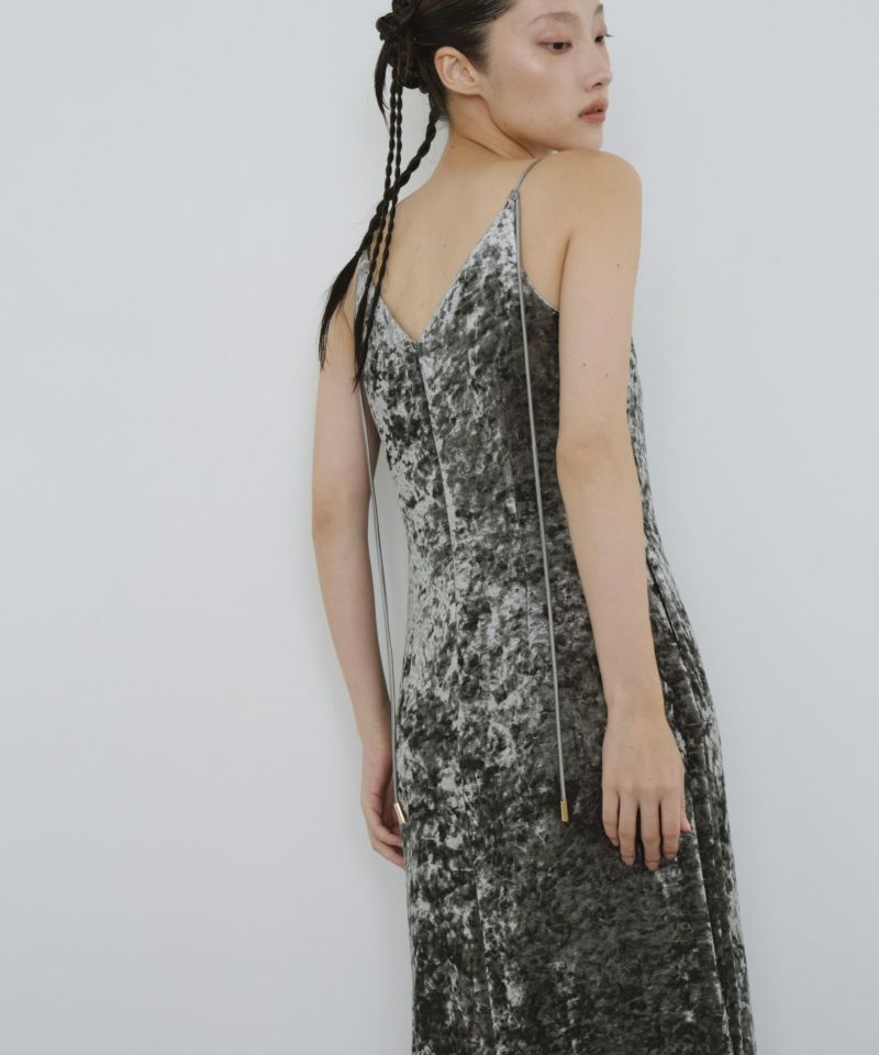 curved square velour dress 【 ブラックシルバーのみ 10月中旬