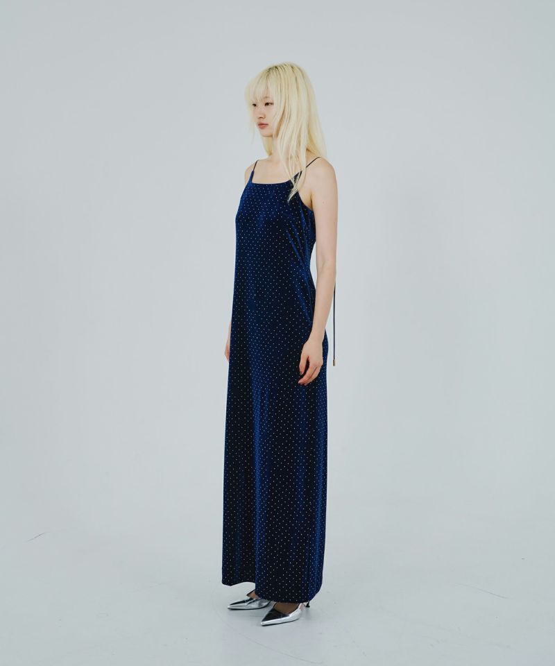 ANDRESD/drape velour dress/black/sサイズ curved square velour dress | ANDRESD