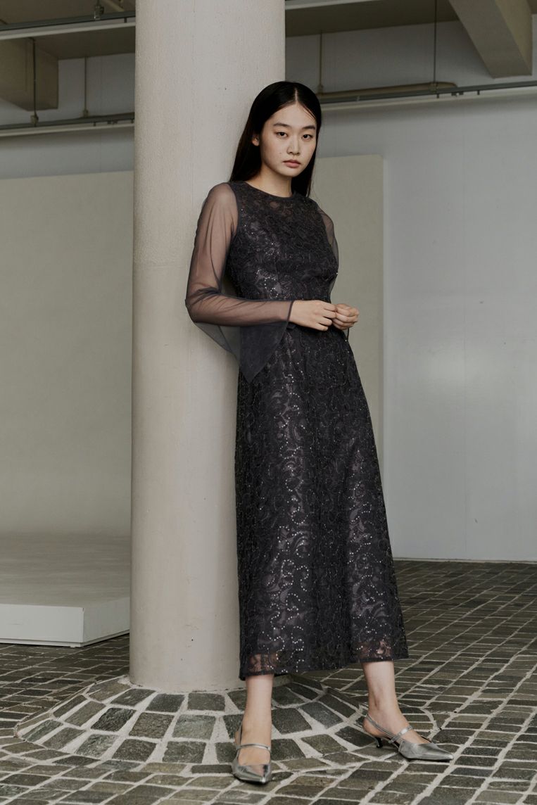 key neck embroidery dress | ANDRESD