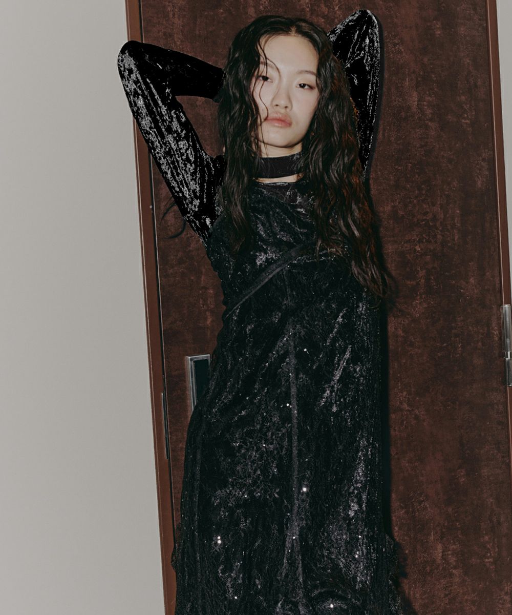 スーツ・フォーマル・ドレス ANDRESD sparkle lace velour dress スパークルレースベロアドレス / sparkle lace velour dress（ドレス