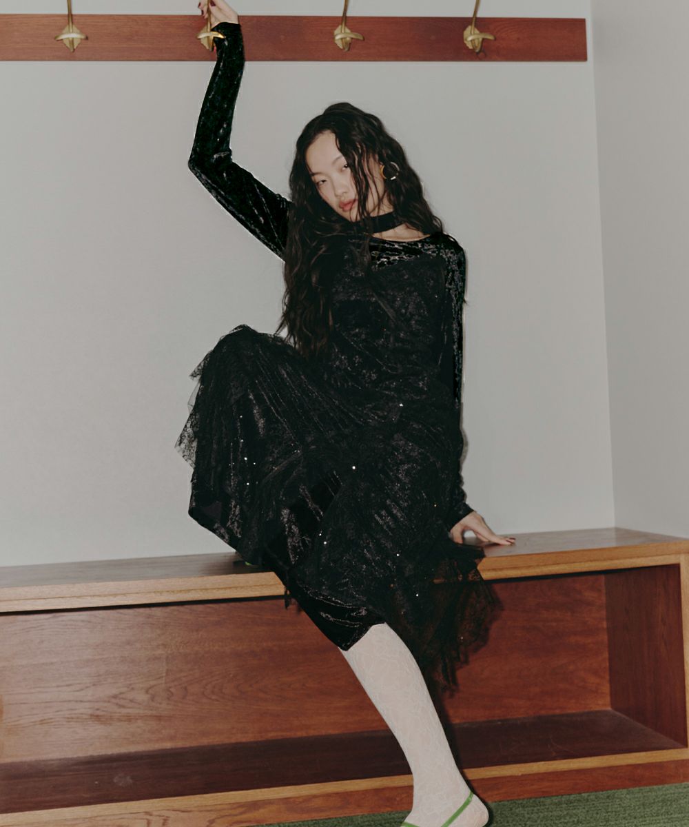 sparkle lace velour dress | ANDRESD