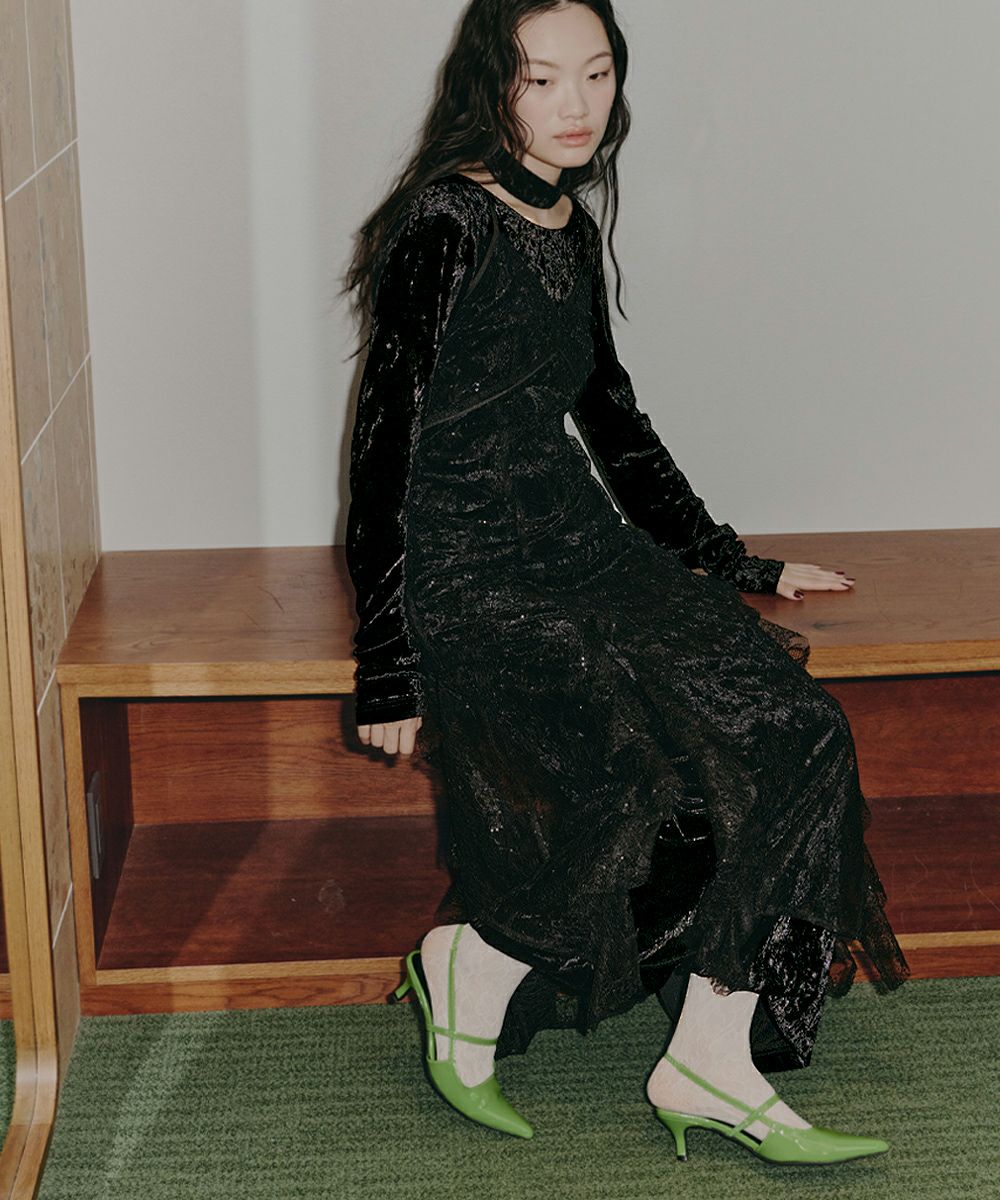【ANDRESD】sparkle lace velour dress sparkle lace velour dress | ANDRESD