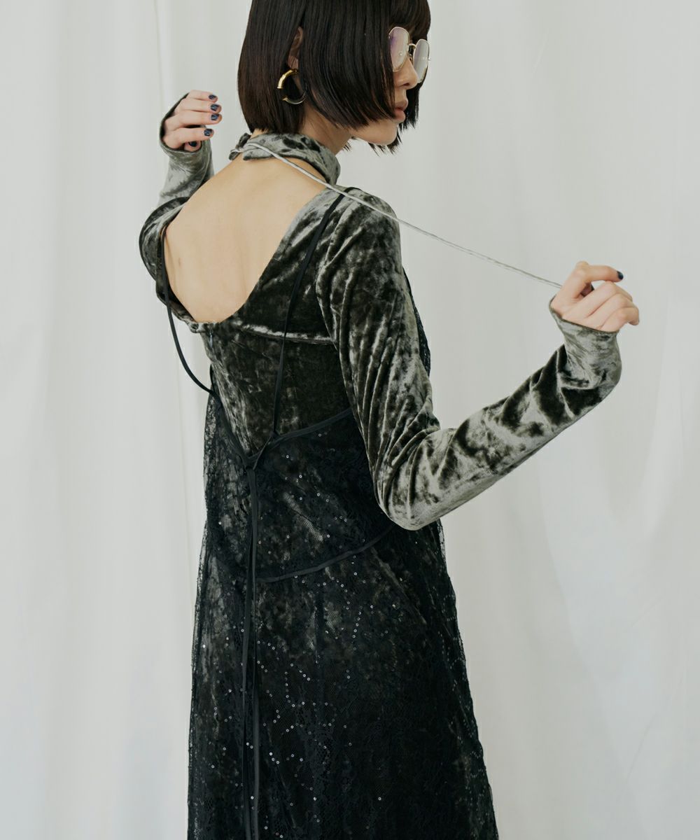 ANDRESD】sparkle lace velour dress sparkle lace velour dress | ANDRESD