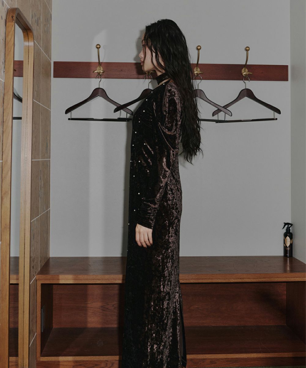週末限定価格！ＡＮＤＲＥＳＤ　pearl glow velour dress 週末限定価格！ANDRESD pearl glow velour dress pearl glow