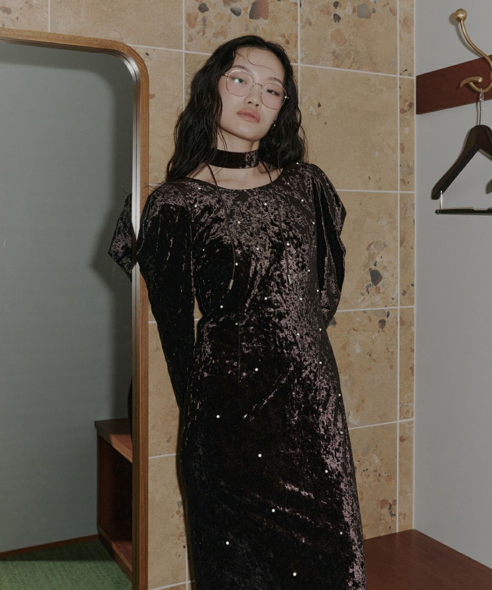 pearl glow velour dress | ANDRESD