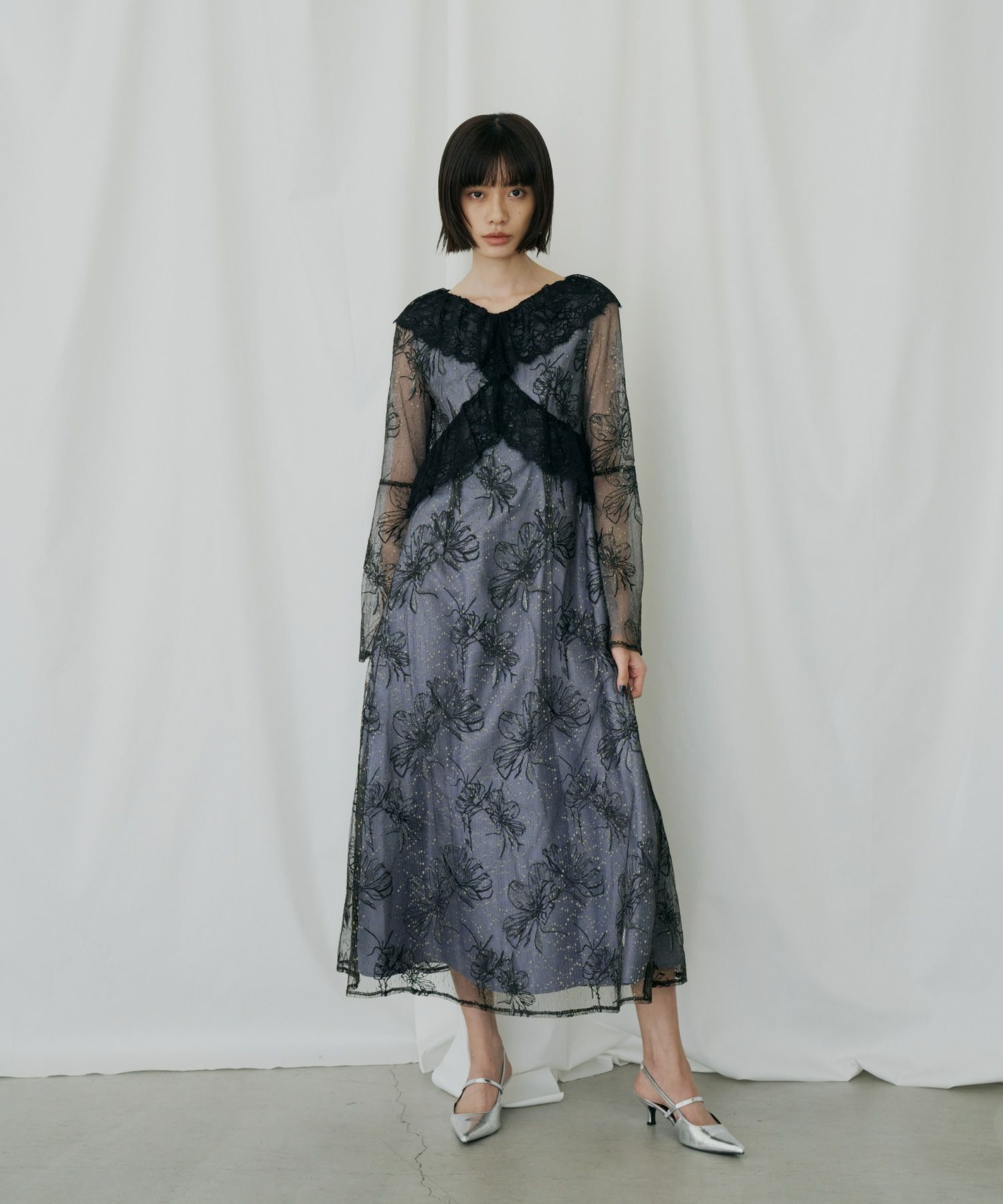 ANDRESD レースカーディガン付ワンピース　ベージュブラック Dress | ANDRESD