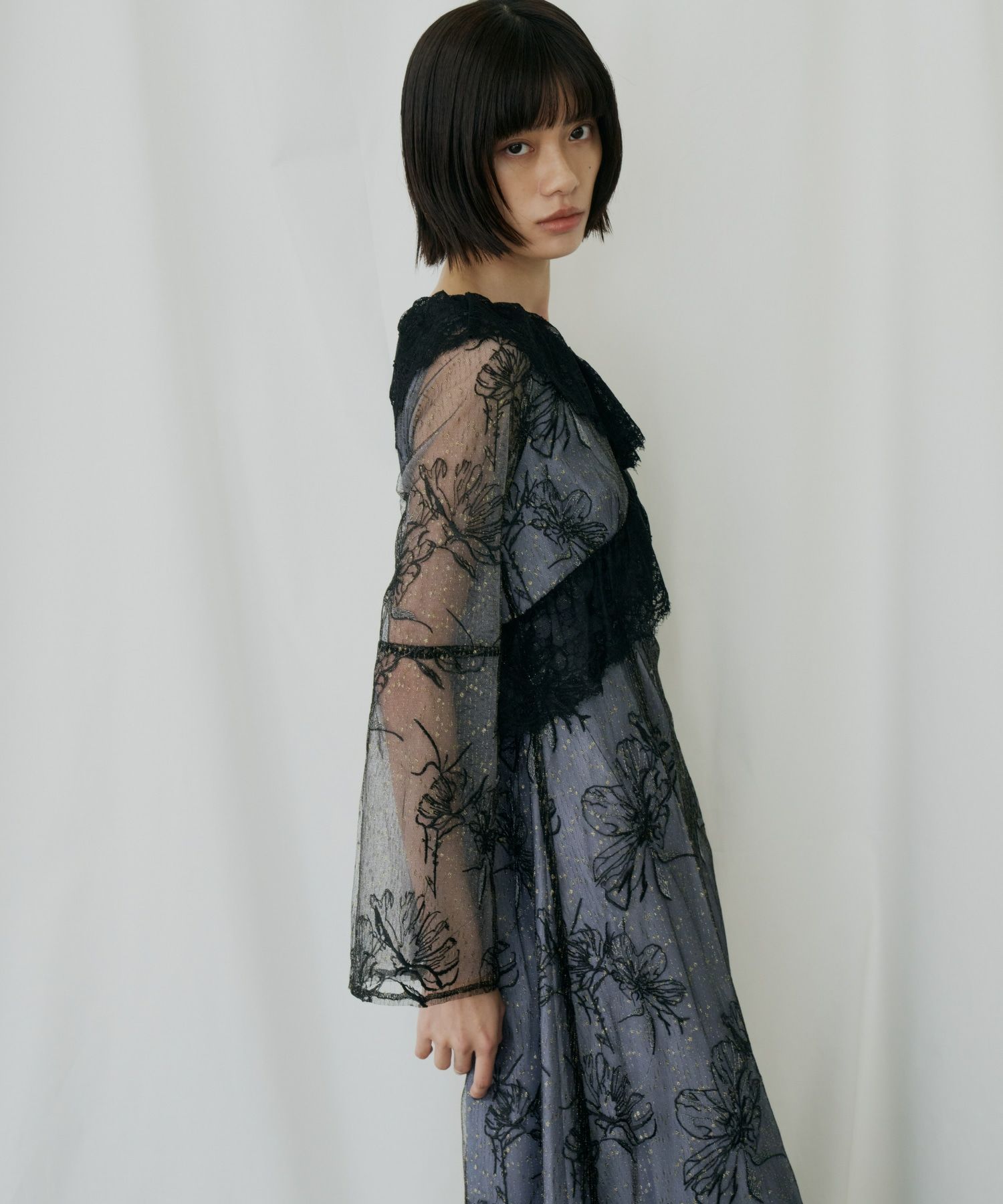 cross lace flower dress | ANDRESD