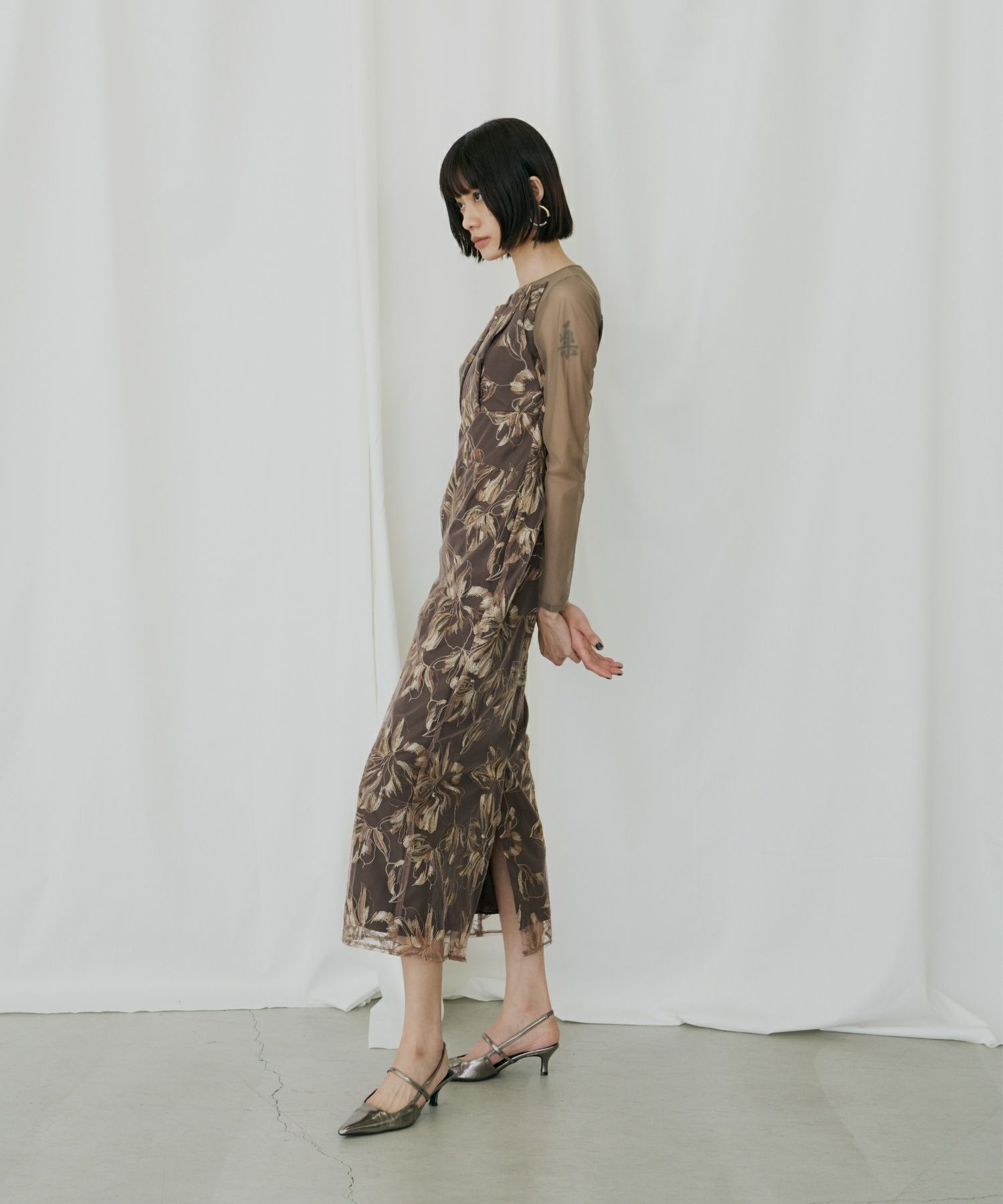pleated front flower dress | ANDRESD