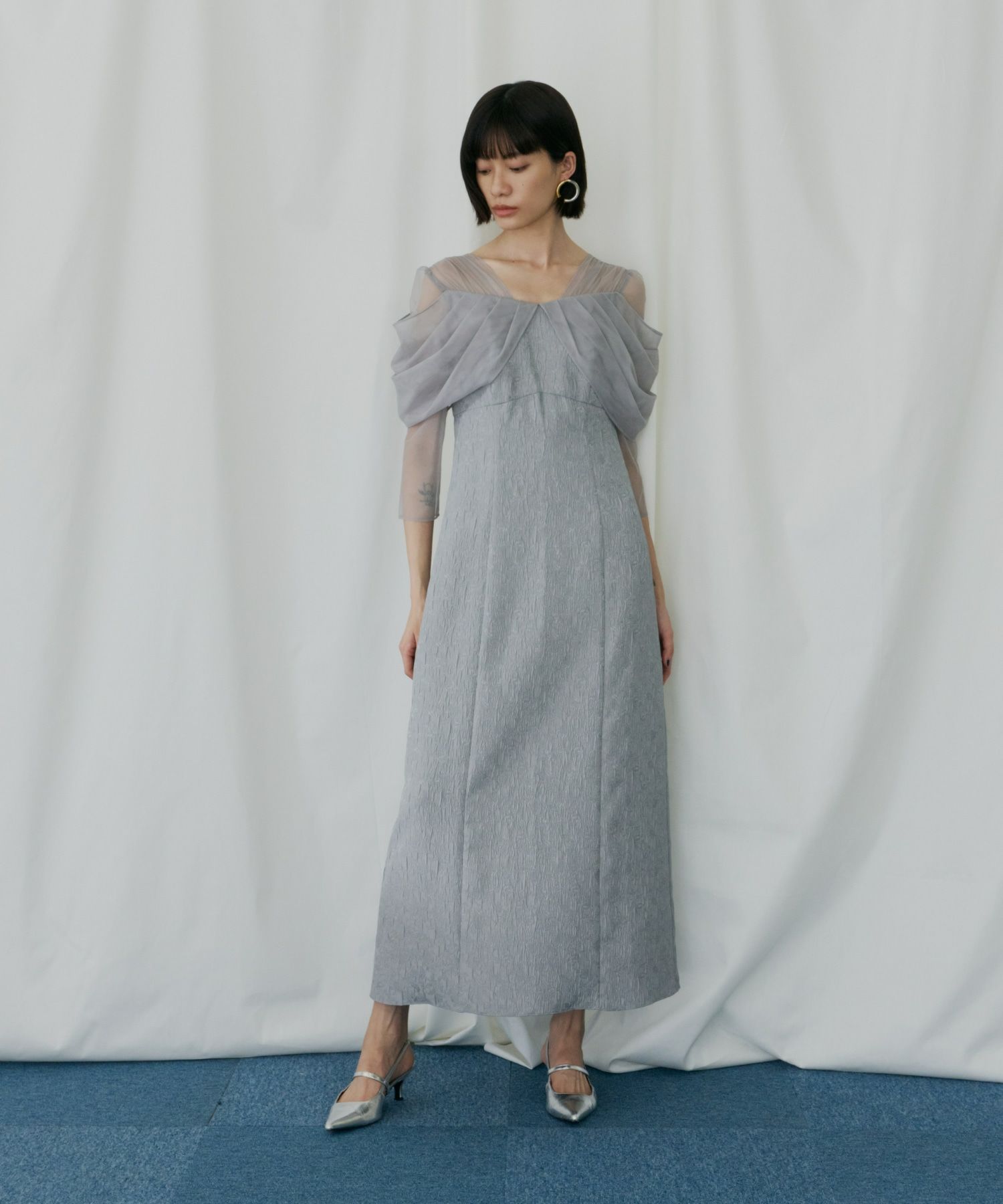 tulle drape jacquard dress | ANDRESD