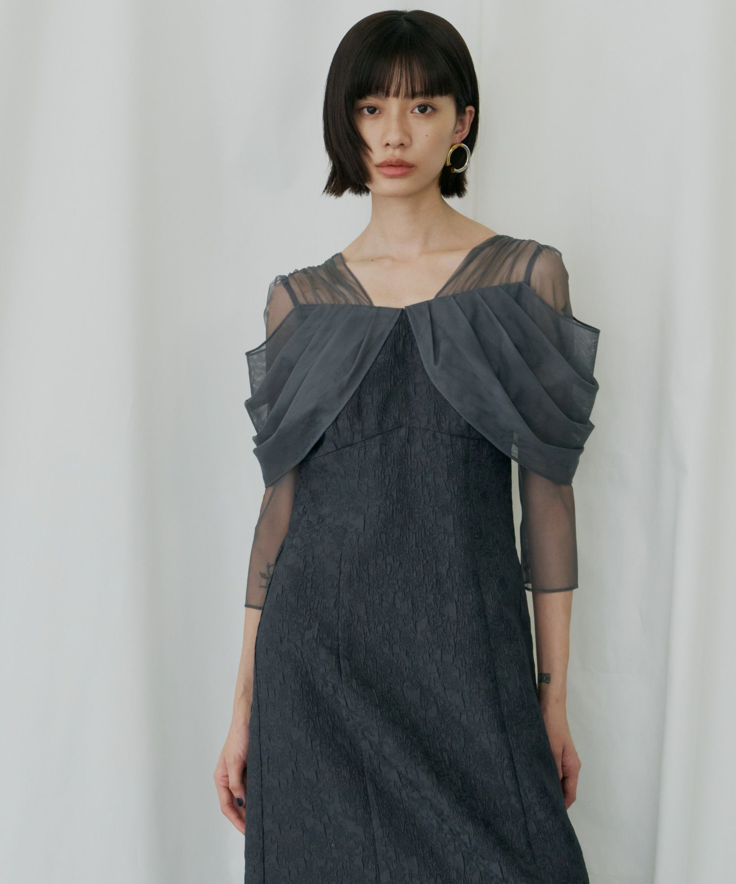 tulle drape jacquard dress | ANDRESD