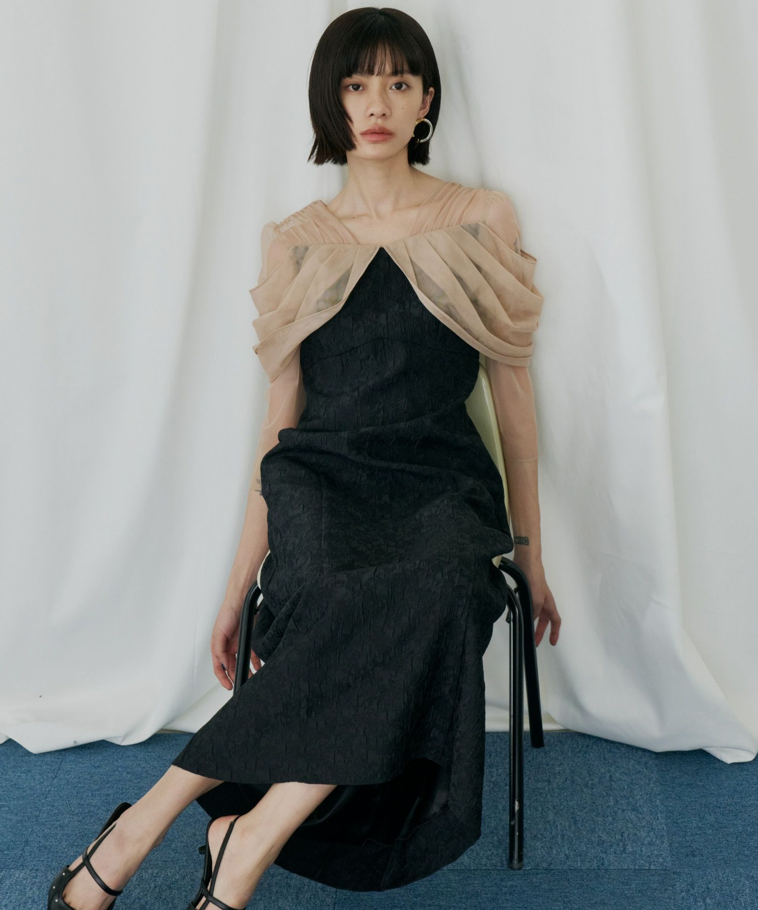 tulle drape jacquard dress | ANDRESD